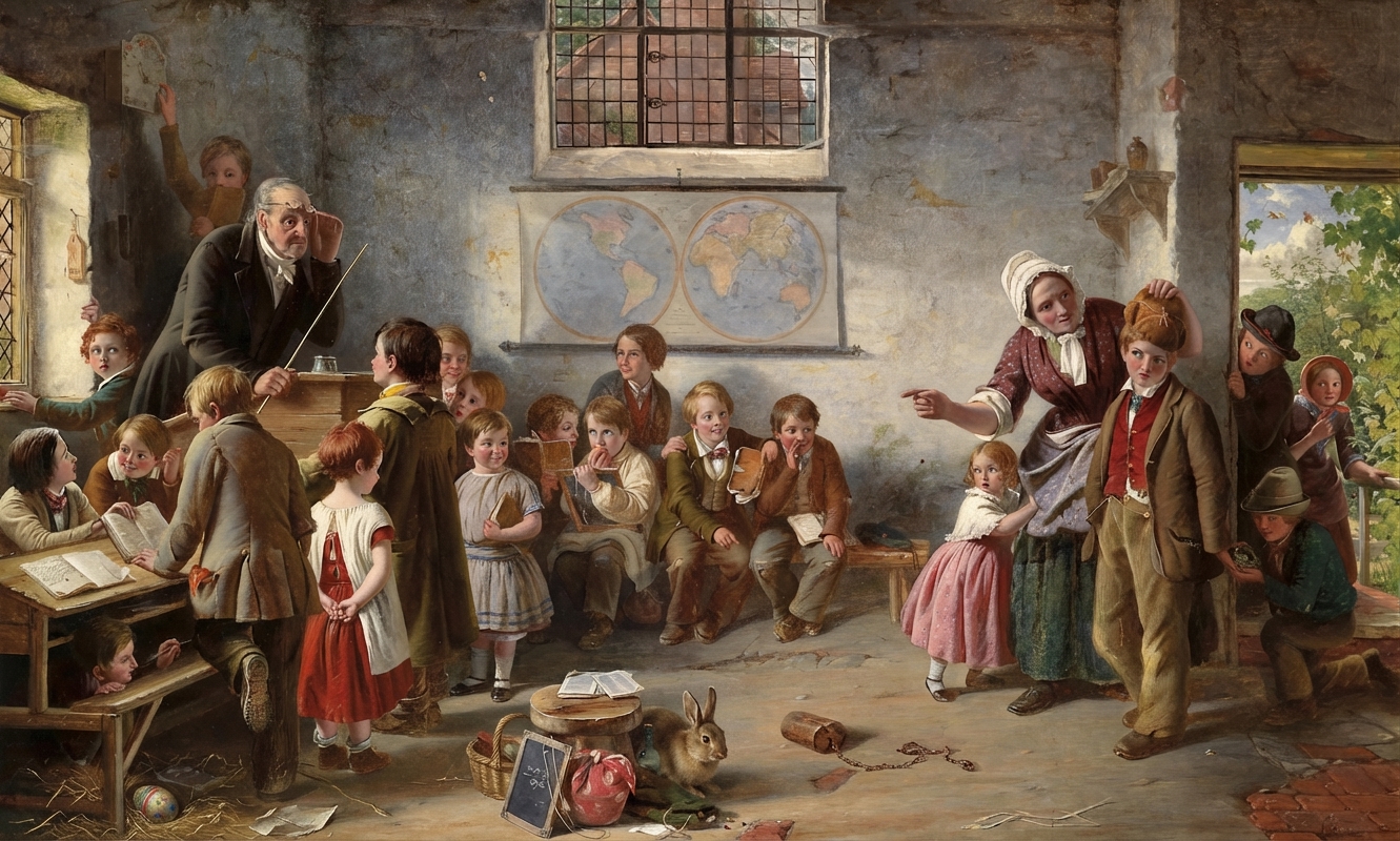 A classroom with kids welcoming a new student